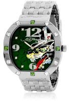 Ed Hardy Bn-Wf Silver/Green Analog Watch