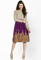 Eternal Purple Colored Embroidered Shift Dress