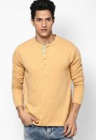 FREECULTR Orange Solid Henley T-Shirts