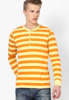 FREECULTR Orange Striped Henley T-Shirt