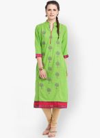 Folklore Green Printed Kurta