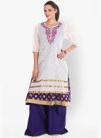 Folklore Off White Embroidered Kurta