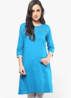 G Aqua Blue Solid Kurta