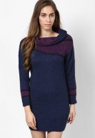Gas Blue Colored Solid Shift Dress