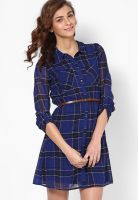 Ginger By Lifestyle Blue Colored Printed Shift Dress