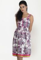 Globus Sleeve Less Printed Off White Dress