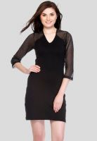Gritstones 3/4Th Sleeve Solid Black Dress