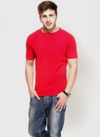 Gritstones Red Solid Henley T-Shirts