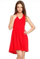 Gritstones Sleeve Less Solid Red Dress