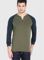 Highlander Green Solid Henley TShirts