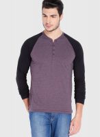 Highlander Purple Solid Henley TShirts