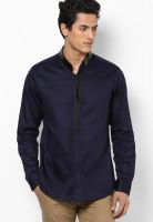 I Know Solid Navy Blue Casual Shirt