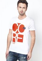 Jack & Jones White Graphic Round Neck T-Shirts