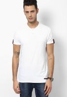 Jack & Jones White Solid Henley T-Shirts