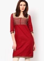 Kira Maroon Solid Kurtis