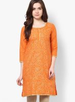 Kira Orange Printed Kurta