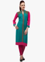 Kurti'S Aqua Blue Embroidered Kurta