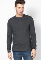 Levi's Dark Grey Solid Henley T-Shirts