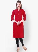 Libas Red Solid Kurtis