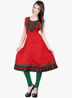 Lookslady Red Embroidered Kurti