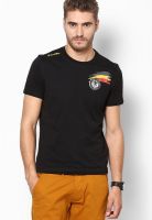 Lotto Black Solid Round Neck T-Shirts