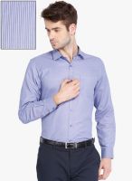 Mark Taylor Blue Striped Slim Fit Formal Shirt