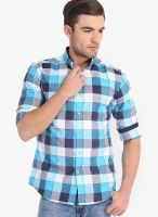 Mark Taylor Checked Aqua Blue Casual Shirt