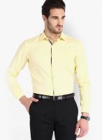 Mark Taylor Solid Yellow Formal Shirt