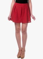 Miss Chase Coral Cotton Floral Skater Mini Skirt