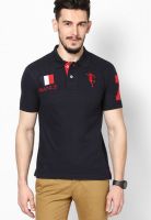 Monteil & Munero Navy Blue Printed Polo T-Shirts