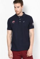 Nautica Navy Blue Solid Polo T-Shirts