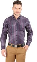 Oxemberg Men's Checkered Formal Red Shirt