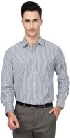 Peter England Men's Striped Formal Grey Shirt