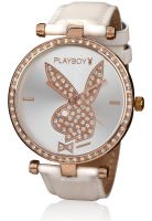 Playboy Bpb-0012-E White/Silver Analog Watch