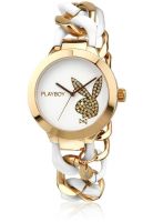 Playboy Bpb-0016-C Gold/White Analog Watch