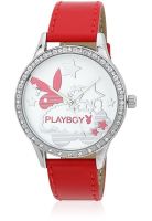 Playboy Bpb-1006-Y - Red/White Analog Watch