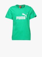 Puma Ess Large Logo Green Round Neck T-Shirt
