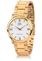 Q&Q S026-007Y Gold/White Analog Watch