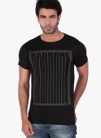 Radbone Black Printed Round Neck T-Shirts