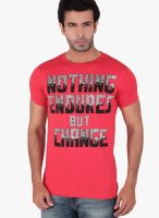 Radbone Red Printed Round Neck T-Shirts