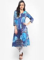 Rain & Rainbow Blue Printed Kurta