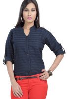 Raindrops Navy Blue Striped Shirt