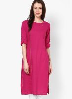 Rangmanch By Pantaloons Fuchsia Cotton Kurta