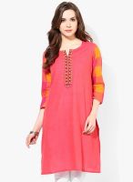 Rangmanch By Pantaloons Fuchsia Printed Kurtas