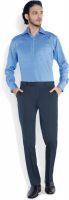 Raymond Home Men's Striped Formal Blue Shirt