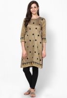 Span Brown Printed Kurta