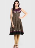 Span Brown Printed Kurtis