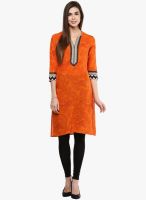 Sringam Orange Printed Kurtas