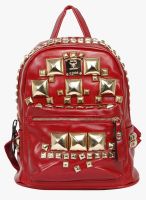 The gud look Red Polyurethane (Pu) Backpack