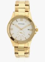 Titan 1626Ym01 Golden/White Analog Watch